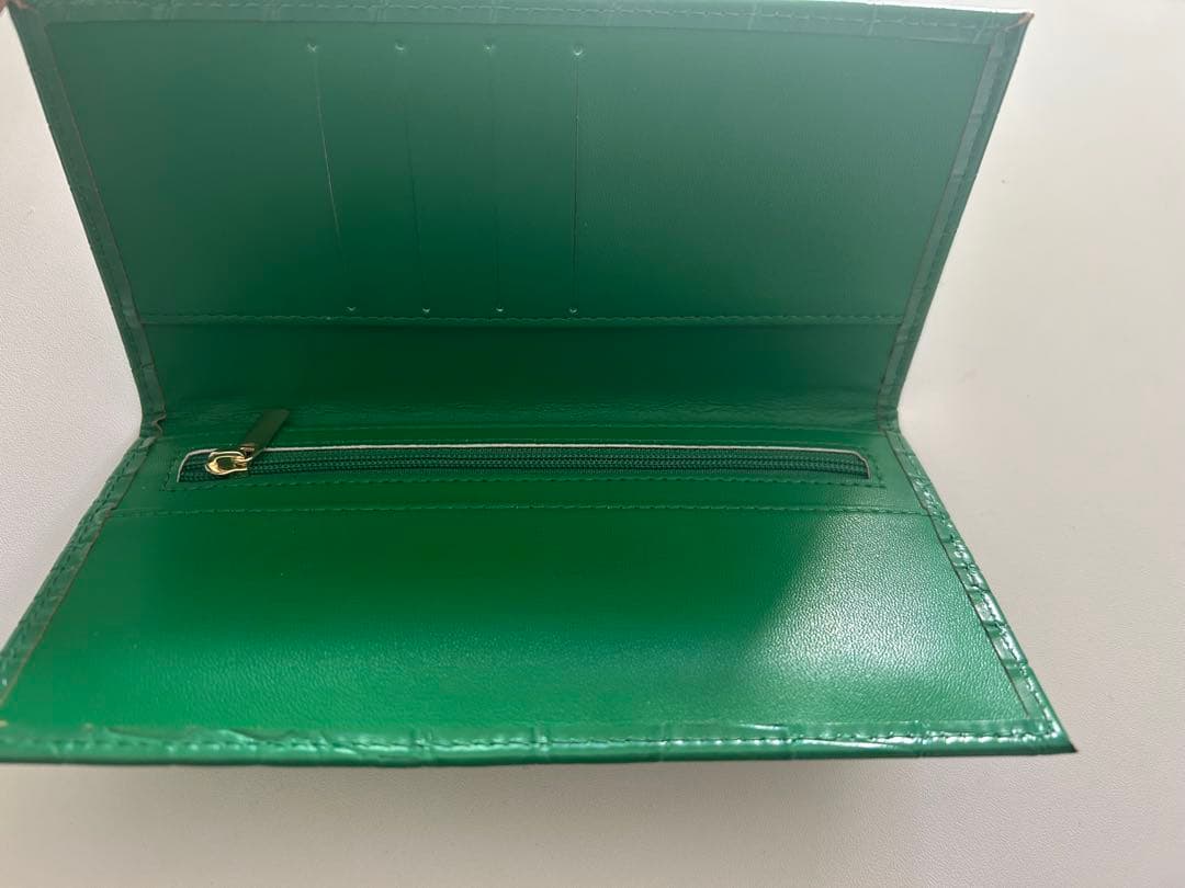 h*す様 皇居　型押し長財布　クロコダイル　グリーン　緑　大安吉日購入