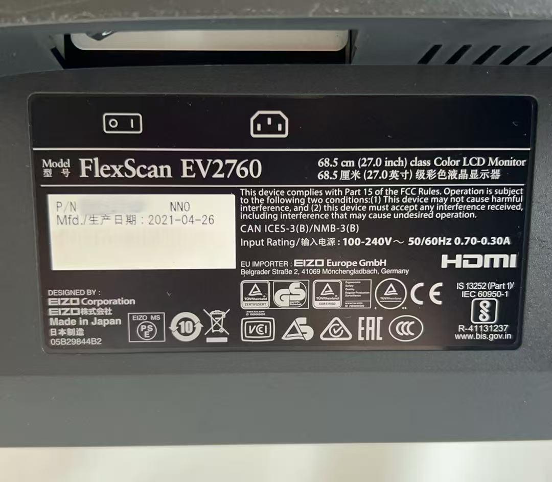 EIZO FlexScan EV2760 27型モニター ★2021年製★