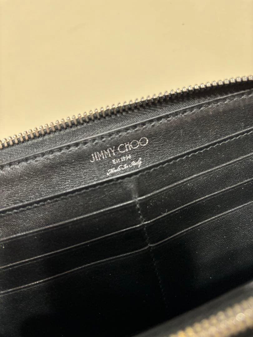 ジミーチュウ 長財布 ラウンドファスナー エンボス スター ブラック