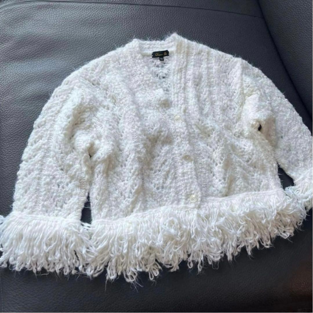 ドゥロワー　FALL1 5G シャギー　フリンジ　カーディガン