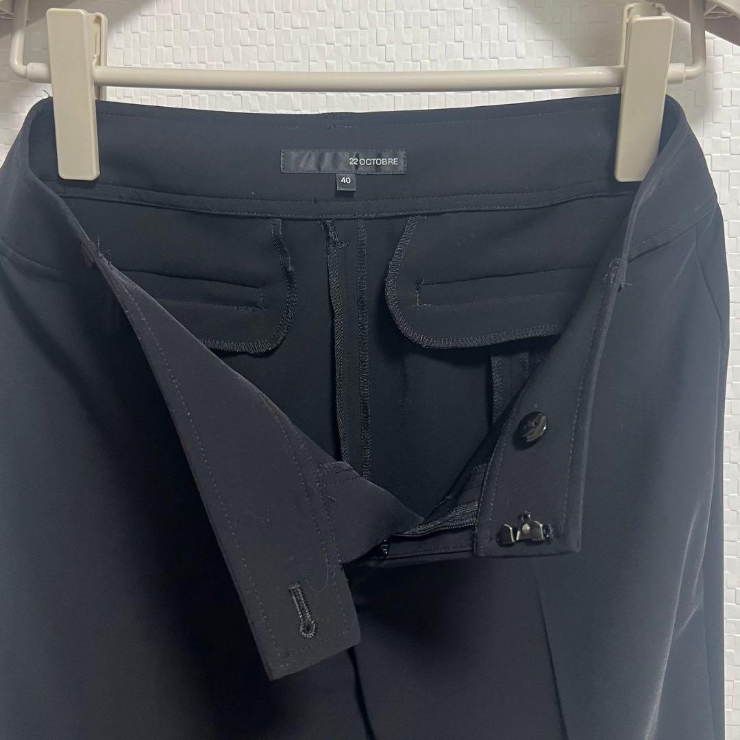 《未使用》黒 パンツスーツ シングルボタンジャケットM　パンツL　春〜秋