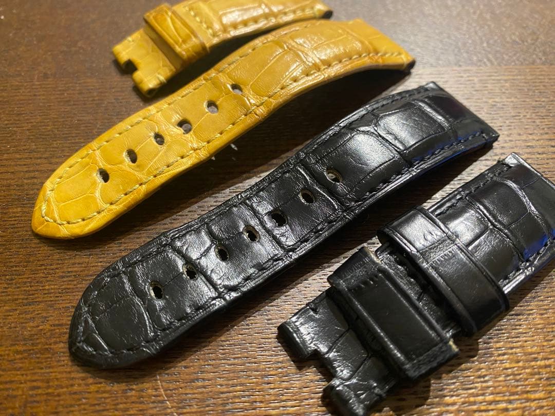 パネライ レザー 時計バンド ブラック、イエロー2本