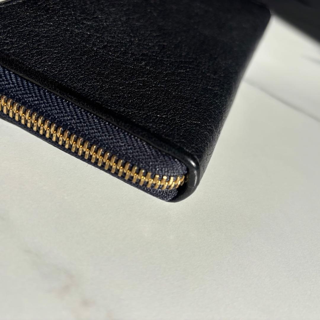 土屋鞄製　黒レザー長財布 ラウンドファスナー