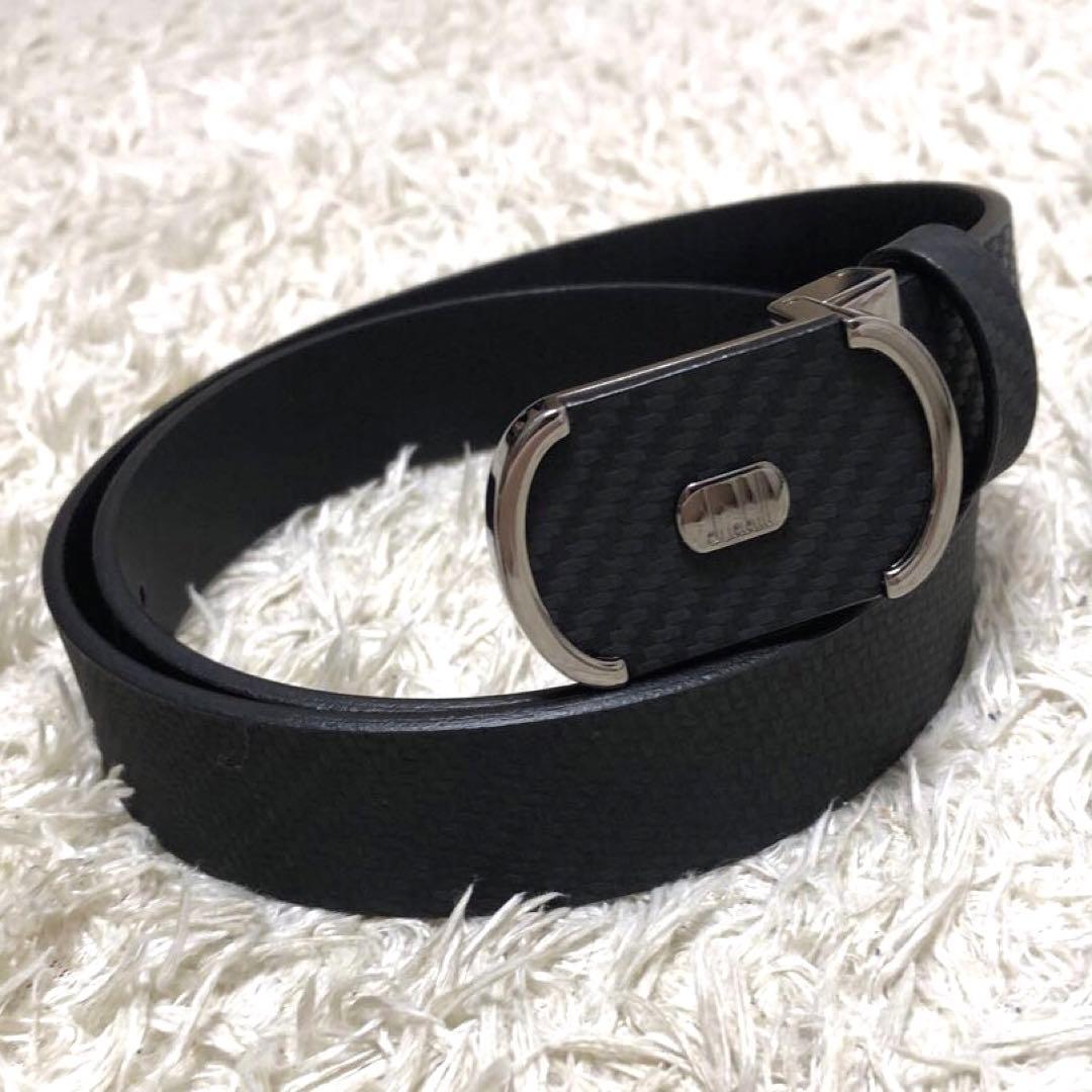 未使用✨ダンヒル　レザーベルト　ロゴ　ブラック