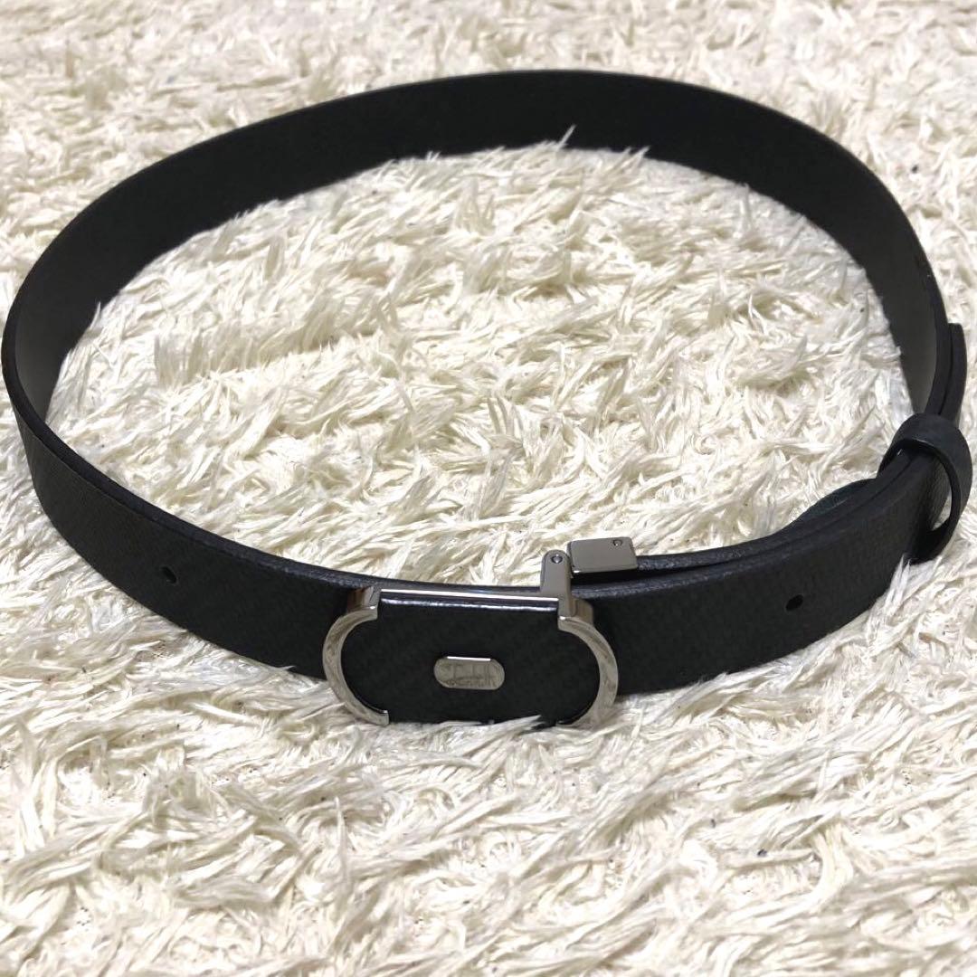 未使用✨ダンヒル　レザーベルト　ロゴ　ブラック