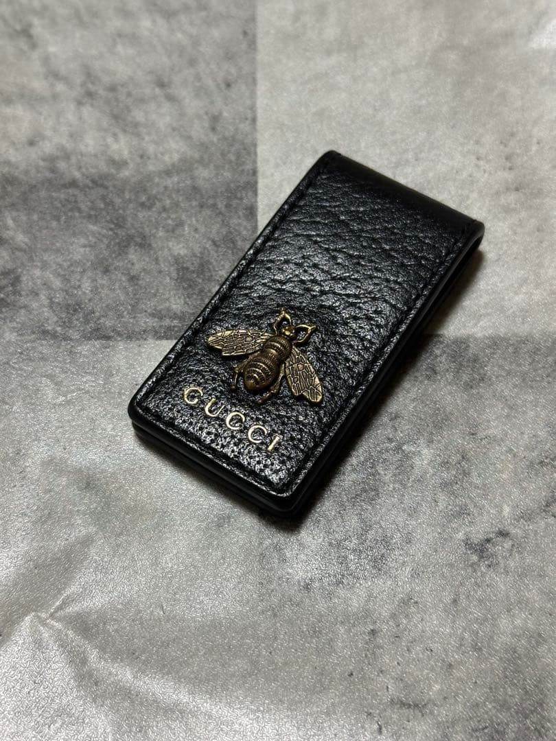 美品GUCCI グッチ マネークリップ アニマリエ ビー 蜂 レザービルクリップ