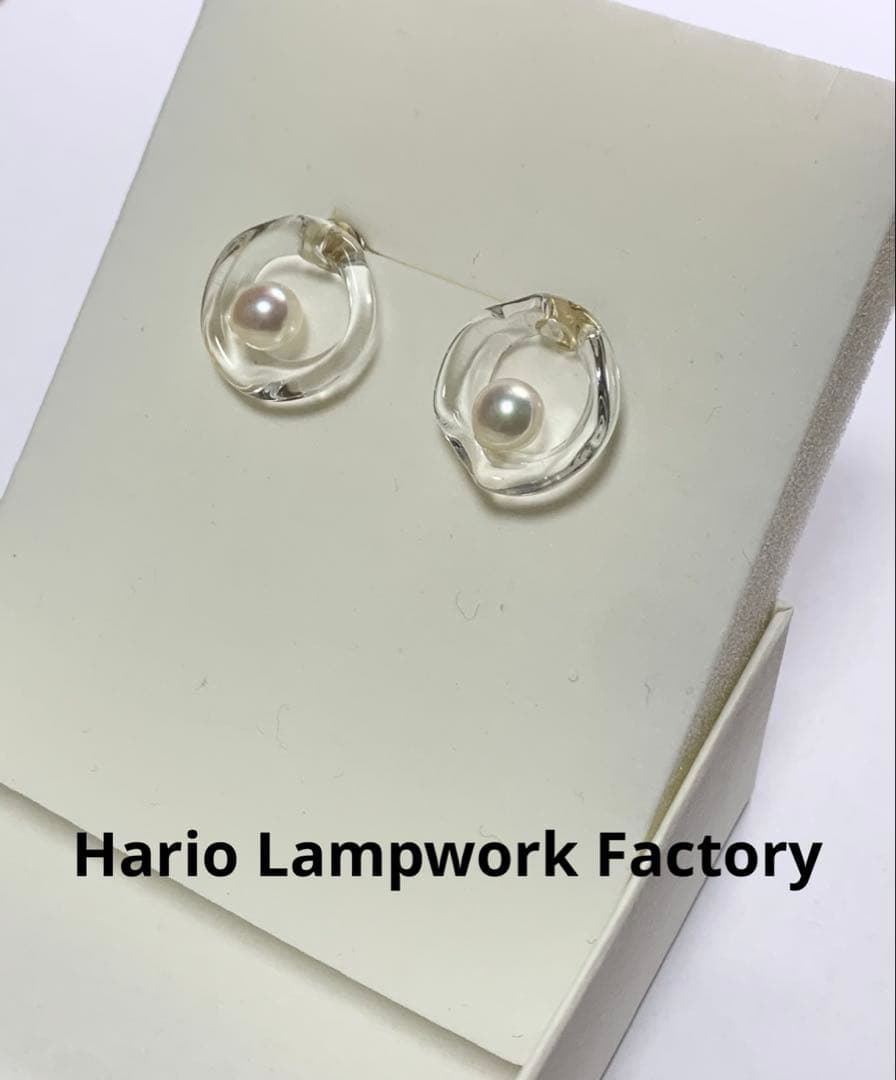 ハリオランプワークファクトリー・フープパールピアス