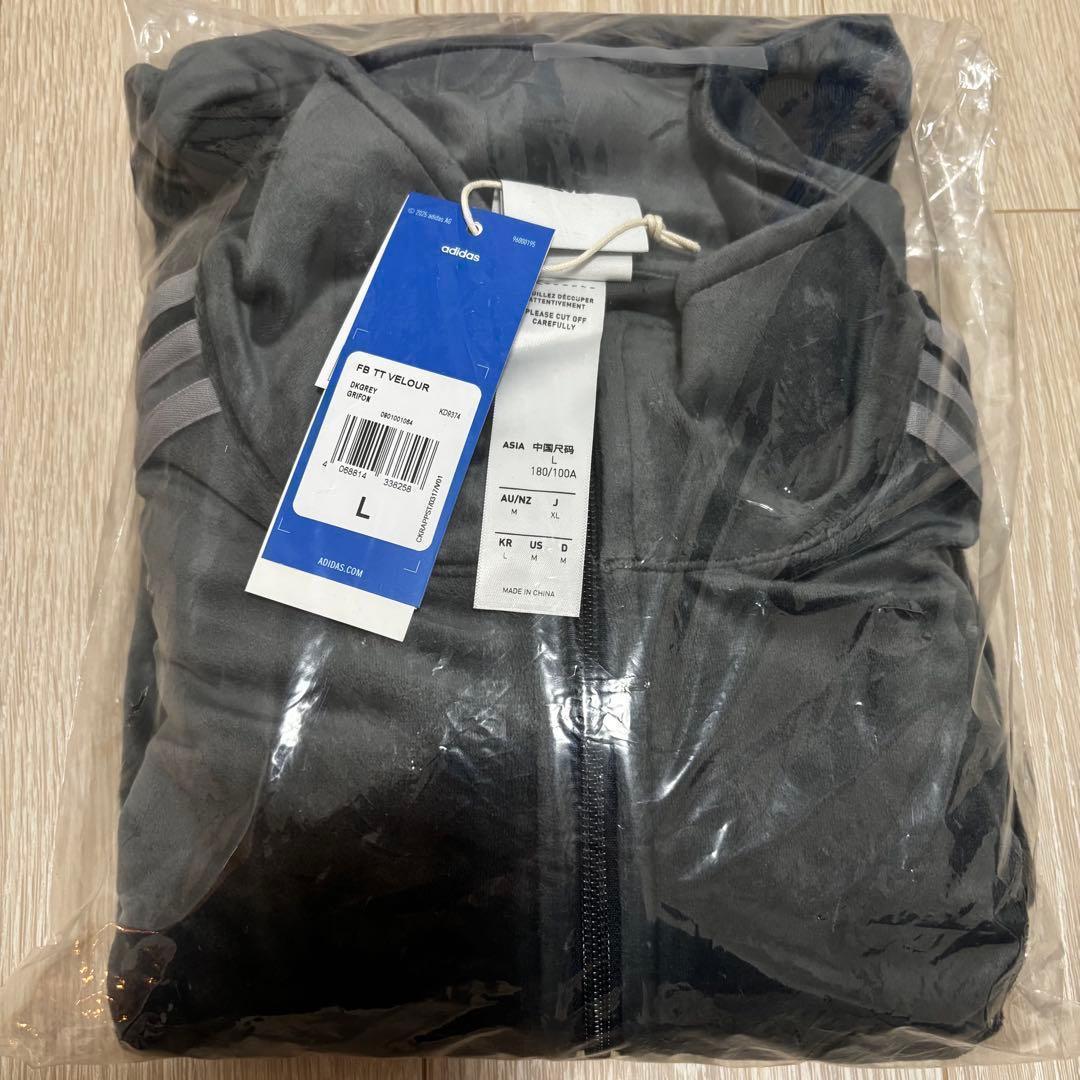 国内完売✨ アディダス トラックトップ ベロア ダークグレー XL