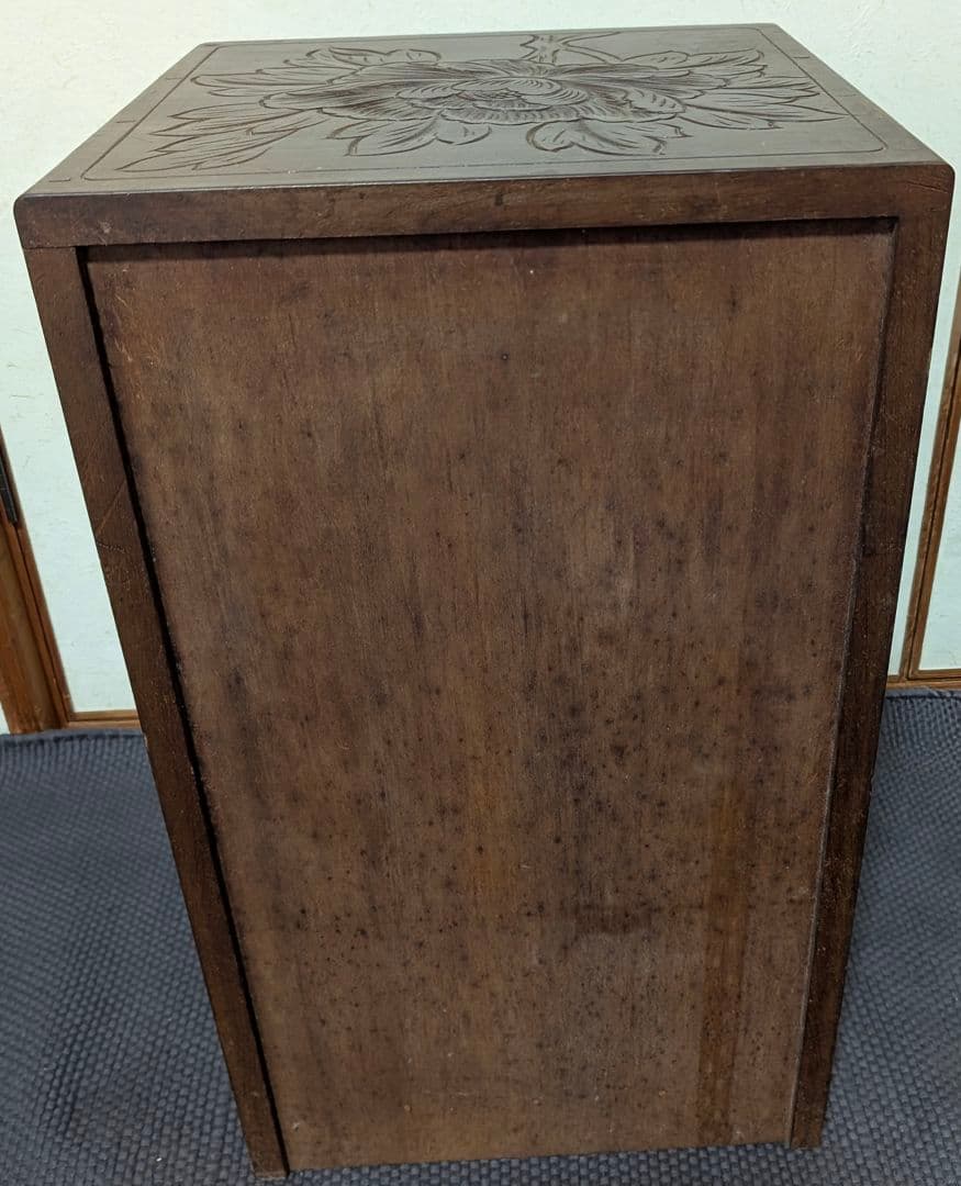 日光彫り木製 5段引き出し 小物収納