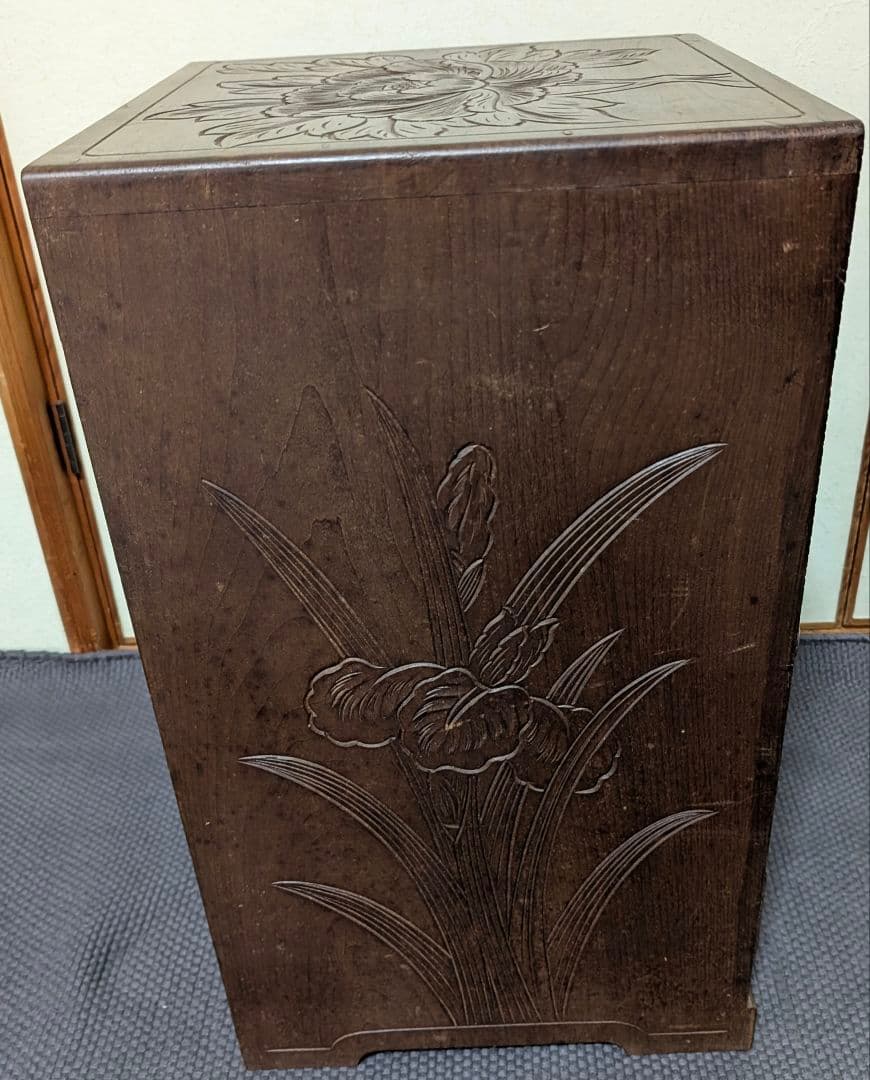 日光彫り木製 5段引き出し 小物収納