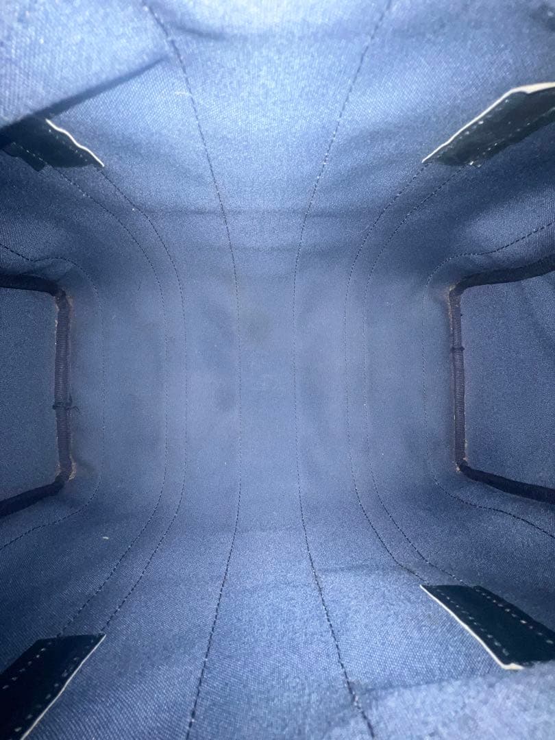 【美品】グッチ ミニボストンバッグ GG シェリーライン PVC ネイビー