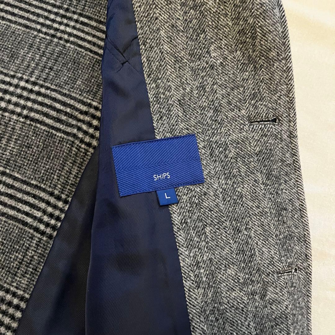 【レア★未使用に近い★滑らかなカシミヤ混】SHIPSヘリンボーンチェスターコート