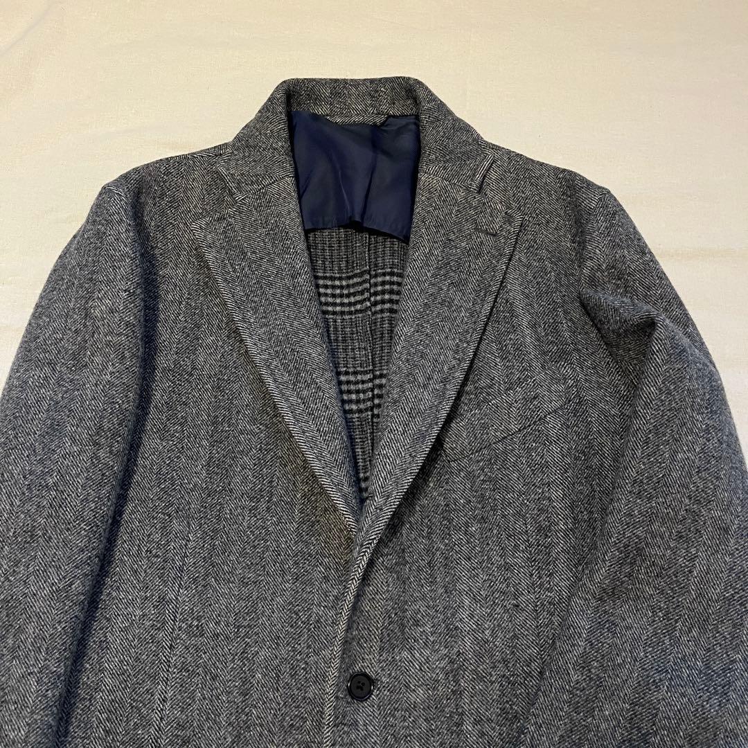 【レア★未使用に近い★滑らかなカシミヤ混】SHIPSヘリンボーンチェスターコート