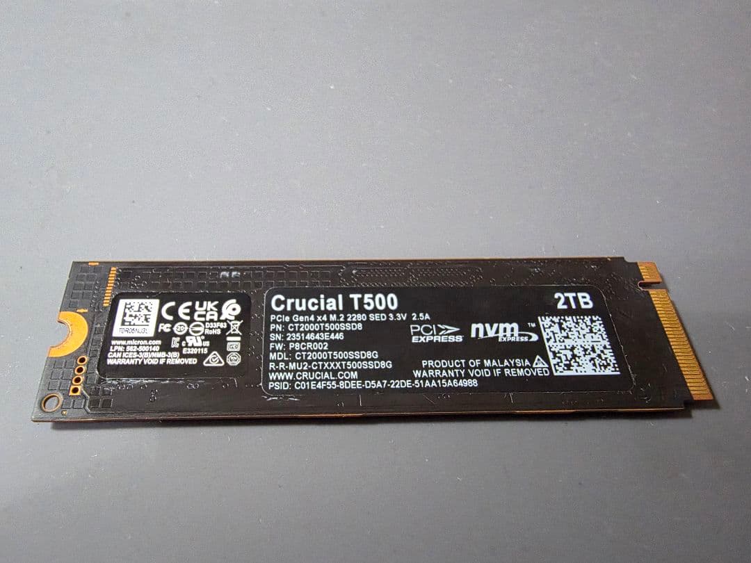 クルーシャル　crucial T500 2TB M.2 SSD