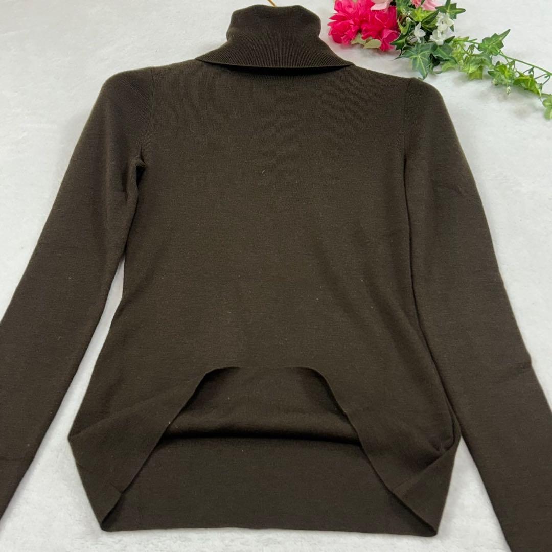 K664 美品 M フォクシー ロゴプレート 長袖 ニット ブラウン レディース