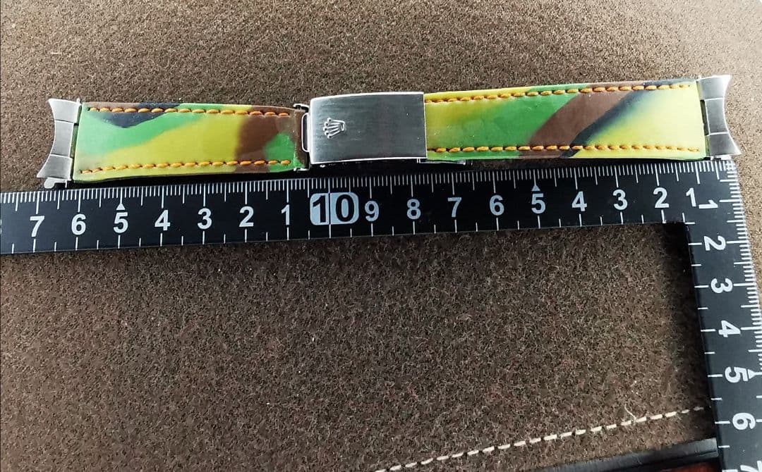 ロレックス純正クラスプ付きイタリア製カモフラージュ ラバーベルトFF幅20㍉