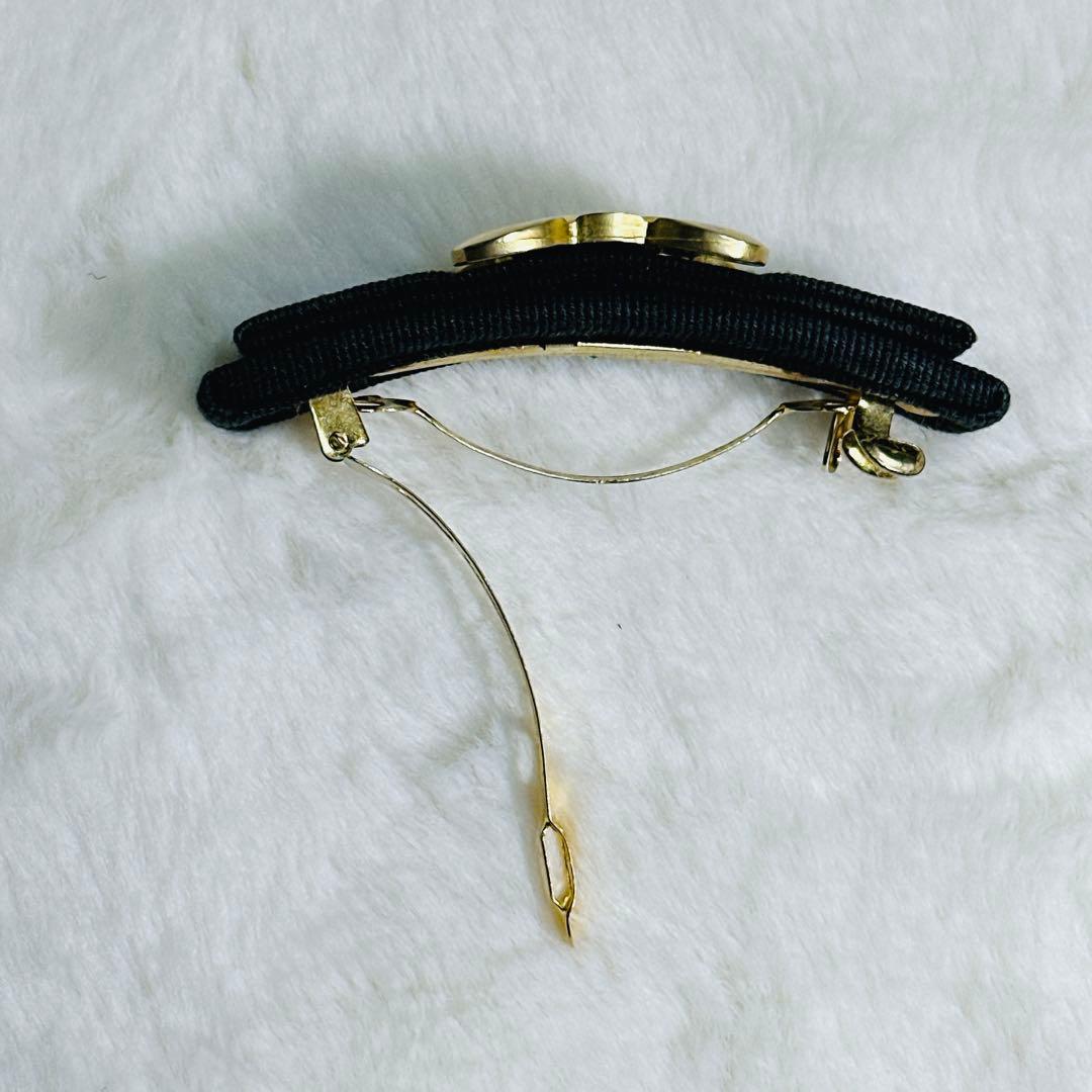 セリーヌ　ブラック トリオンフ　バレッタ　ゴールド装飾