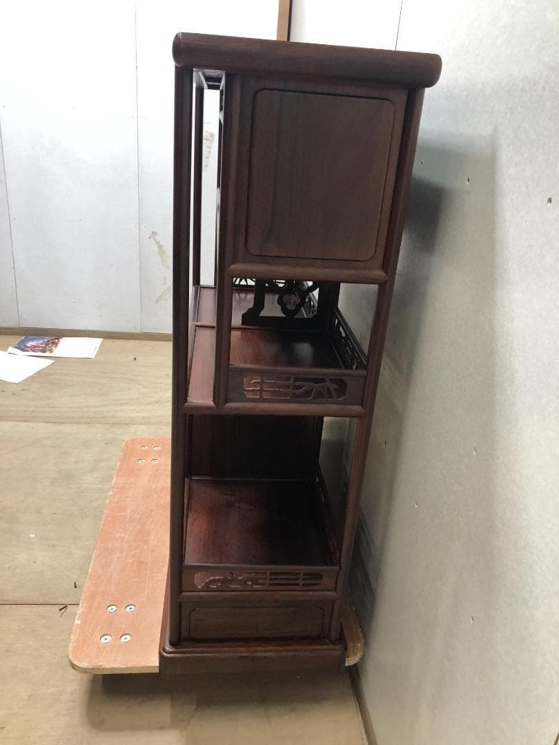 紫檀 茶棚 茶箪笥 飾り棚 違い棚 昭和レトロ アンティーク　73041-5