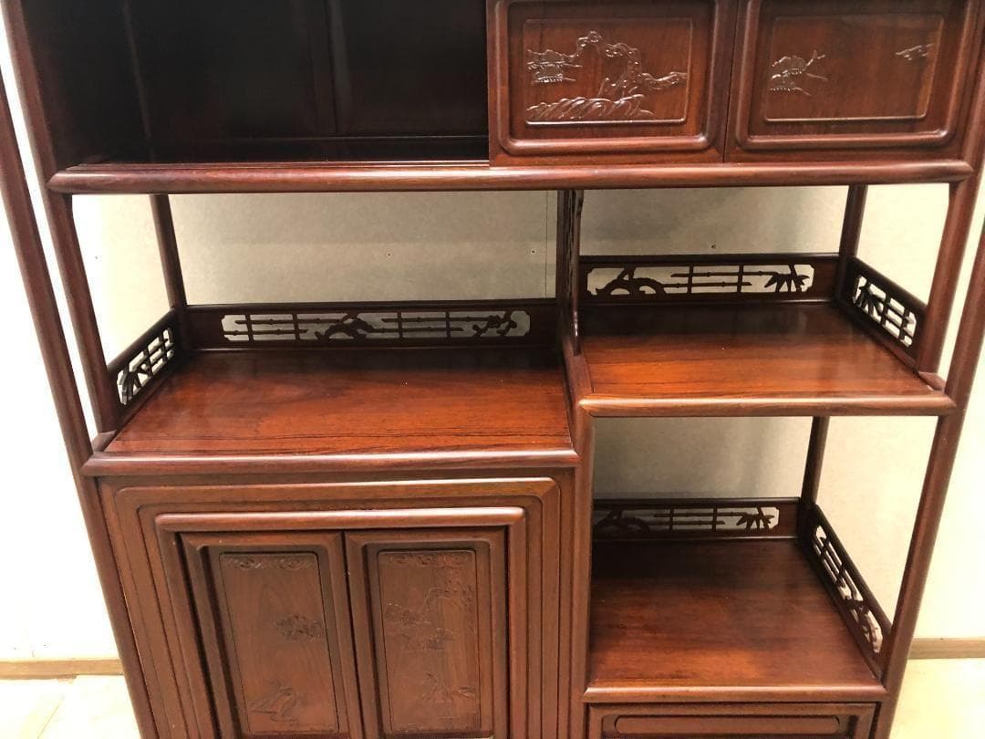 紫檀 茶棚 茶箪笥 飾り棚 違い棚 昭和レトロ アンティーク　73041-5