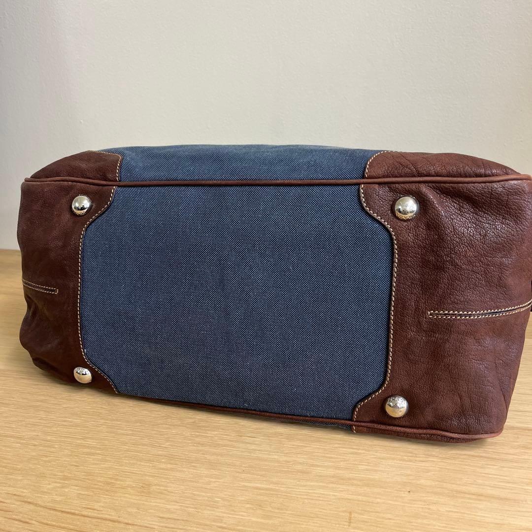 PRADA プラダ　ボストンバック　レザー　キャンバス　ロゴ　ハンドバック