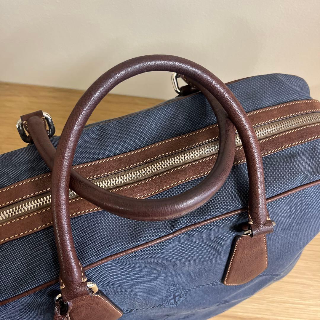PRADA プラダ　ボストンバック　レザー　キャンバス　ロゴ　ハンドバック
