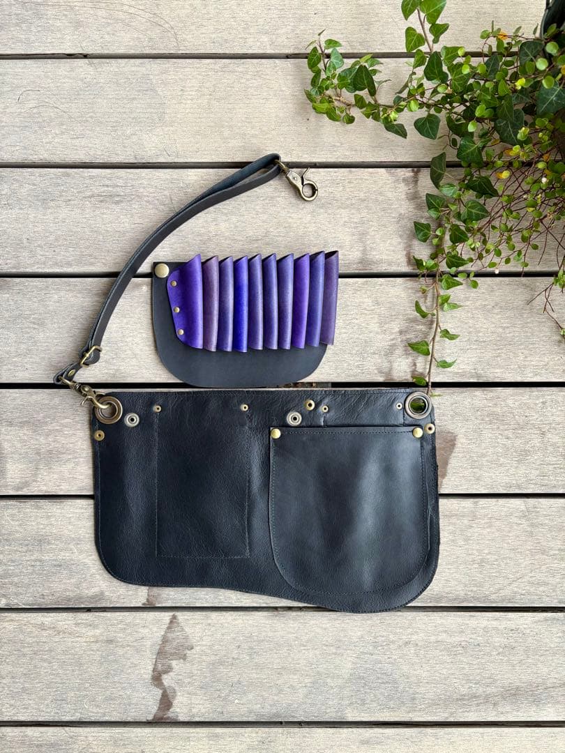 牛革ブラック、ハラコダルメシアンのエプロンシザーケース