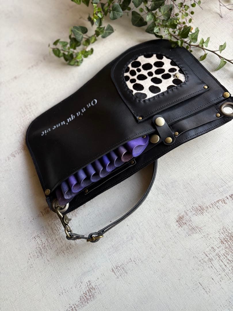 牛革ブラック、ハラコダルメシアンのエプロンシザーケース