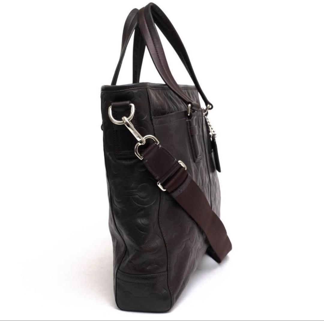 美品　COACH コーチ70253 オプアートビジネスバッグ　2way A4 茶