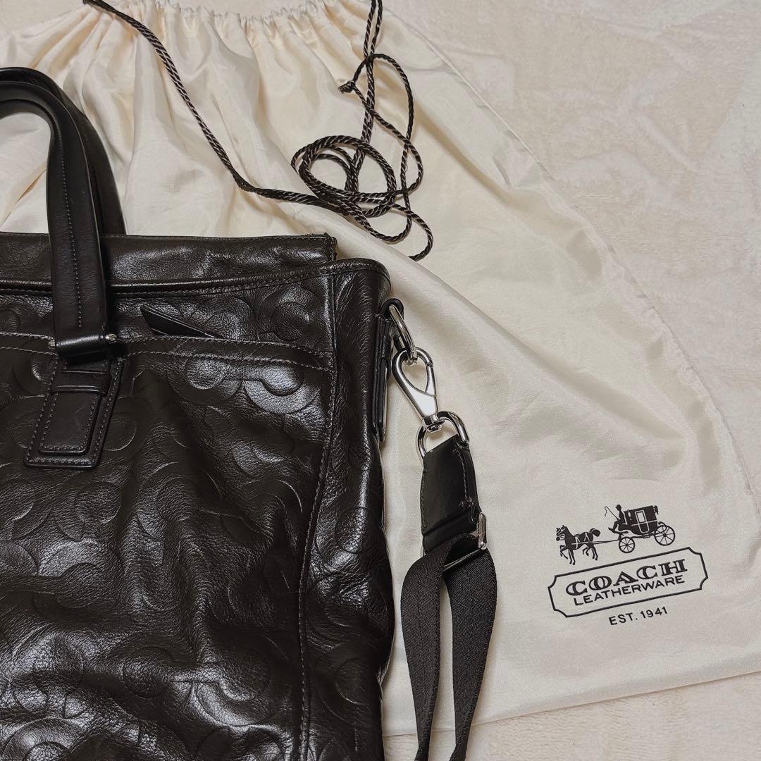 美品　COACH コーチ70253 オプアートビジネスバッグ　2way A4 茶