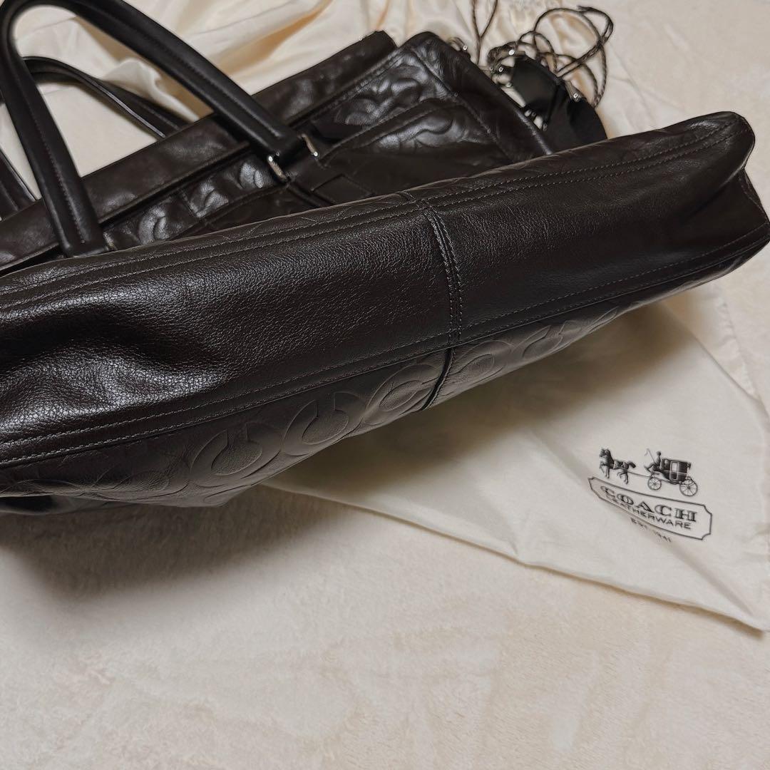 美品　COACH コーチ70253 オプアートビジネスバッグ　2way A4 茶