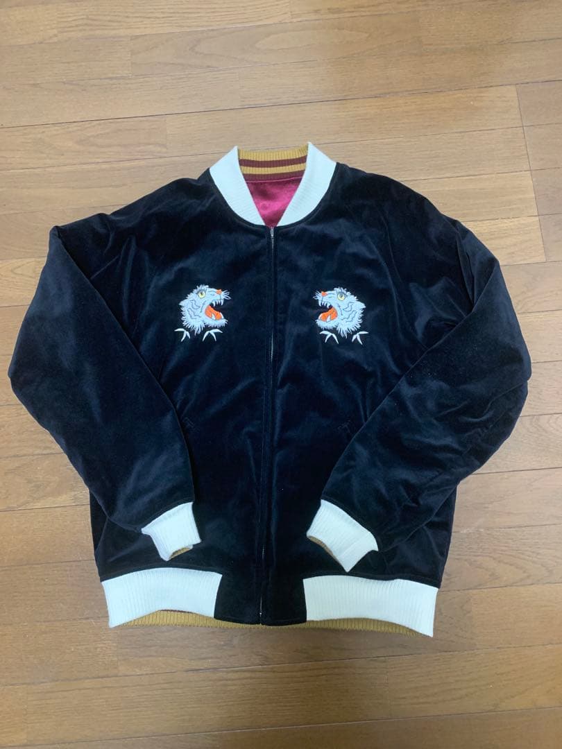 AVIREXVELVETEENSKAJACKETWHITE TIGERスカジャン