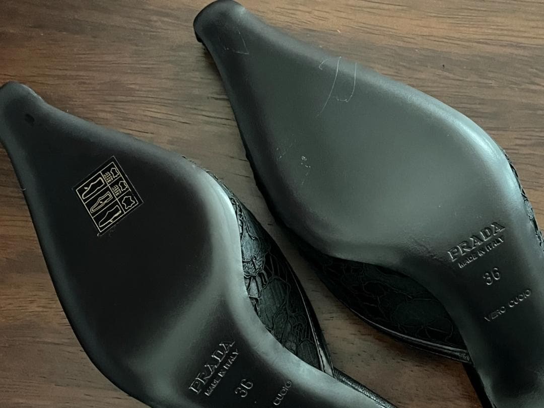 ◆美品 PRADA プラダ ブラックレース ミュール サイズ36 試着のみ
