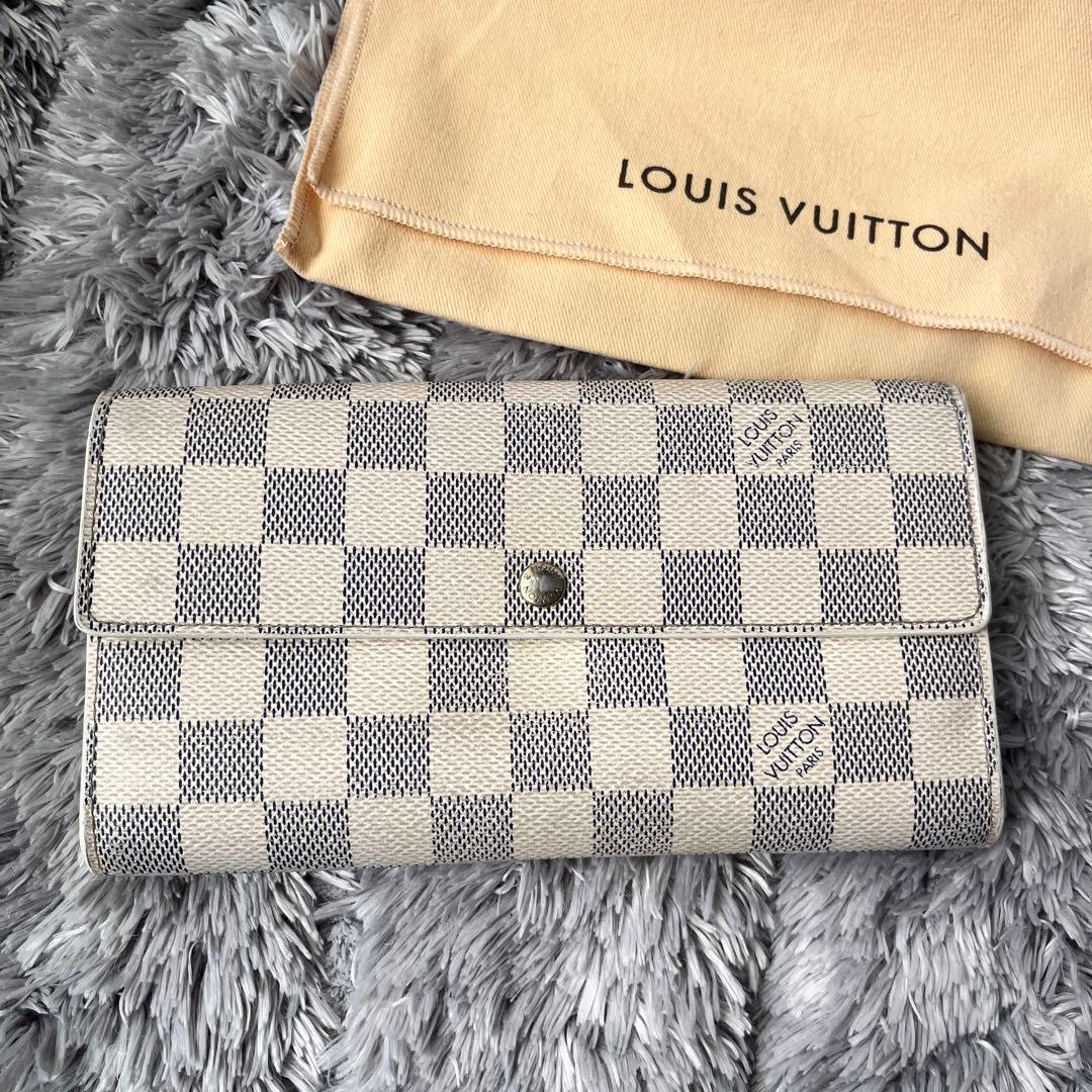 ルイヴィトン　ポルトフォイユサラ　ダミエアズール　ホワイト　長財布