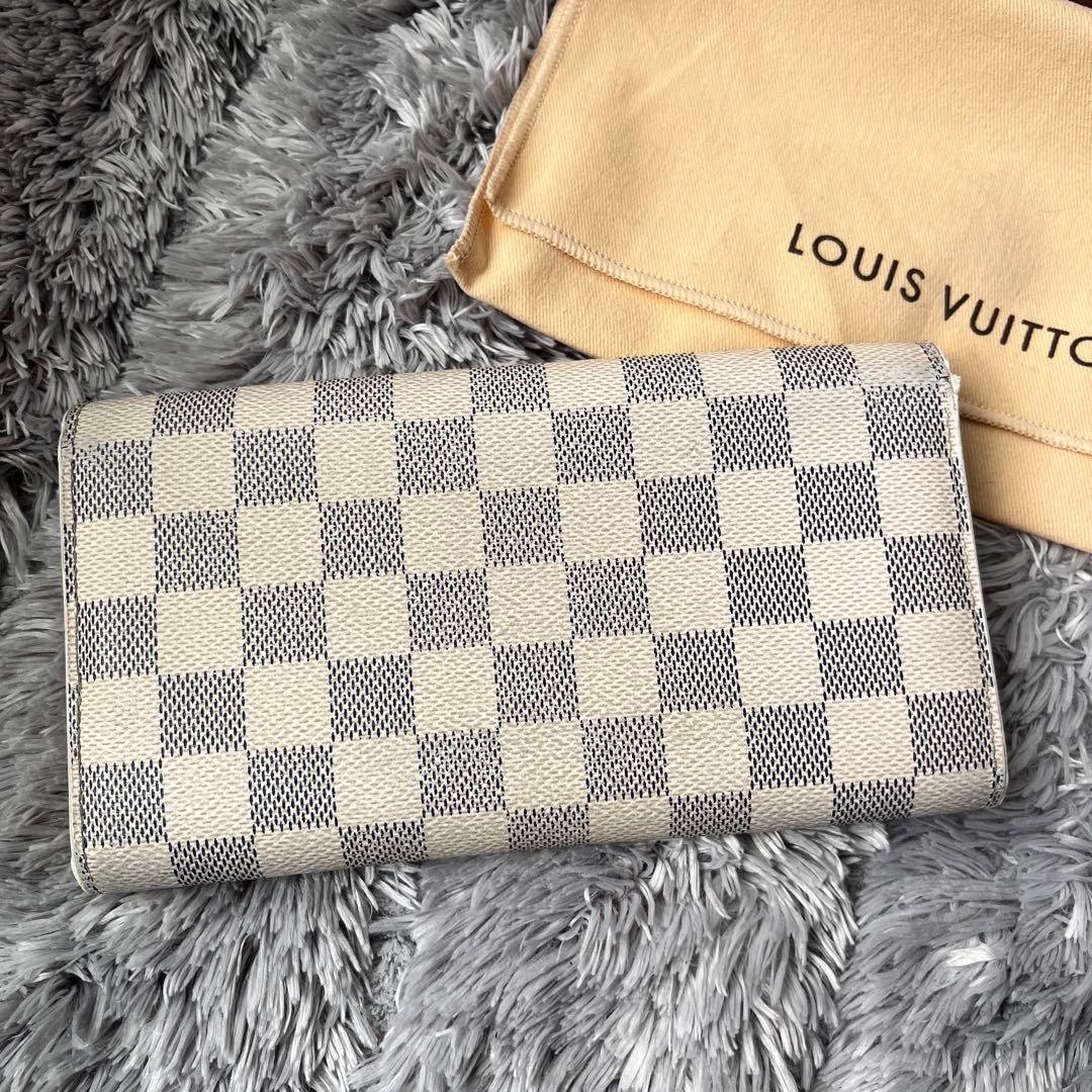 ルイヴィトン　ポルトフォイユサラ　ダミエアズール　ホワイト　長財布