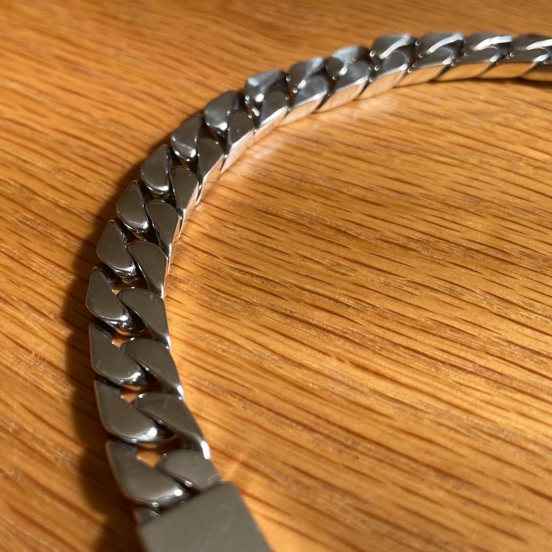 シルバー925鑑定済 喜平チェーンブレスレット キューバン8mm×20cm