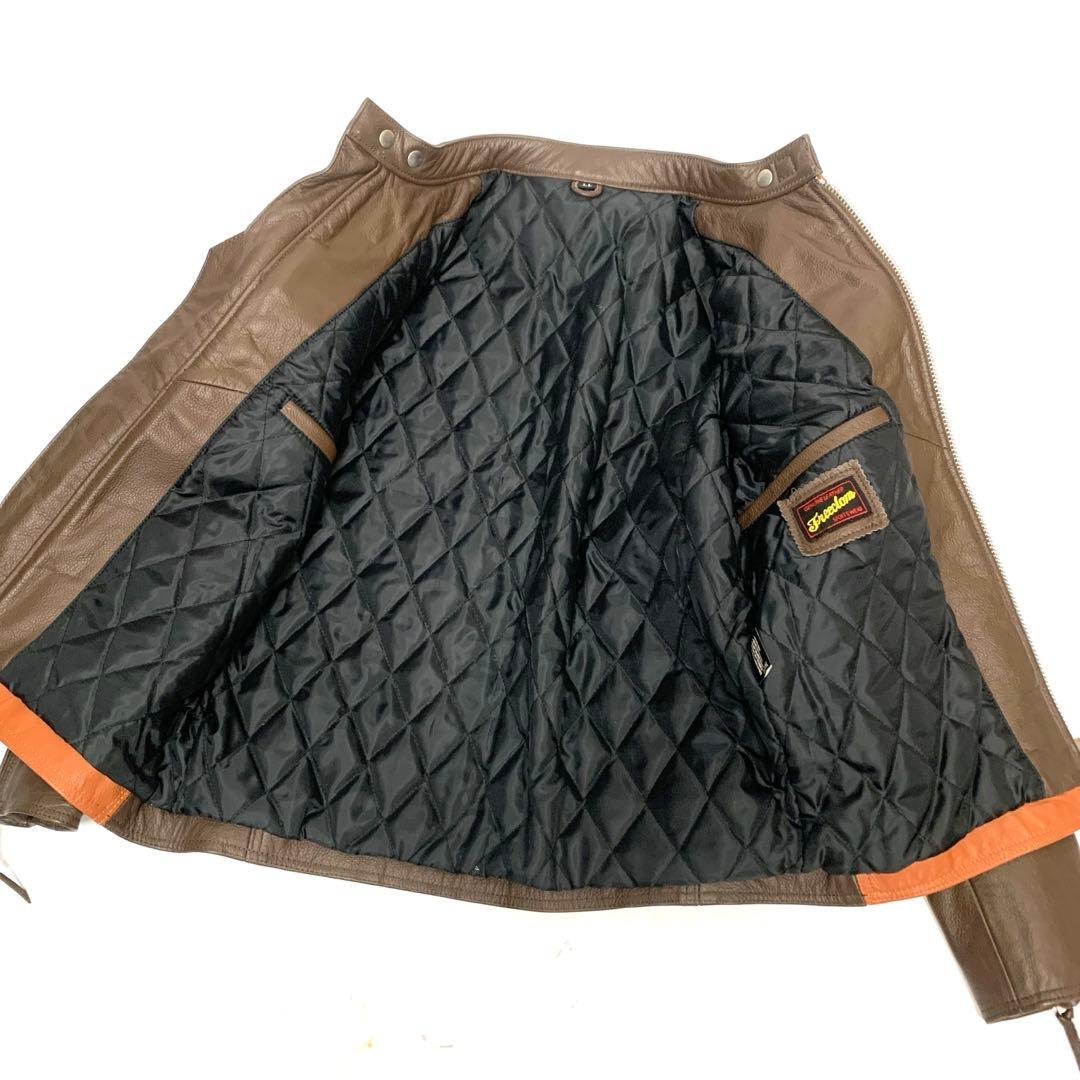 美品！フリーダム革ジャン バッファローレザー シングルライダース ジャケットLL