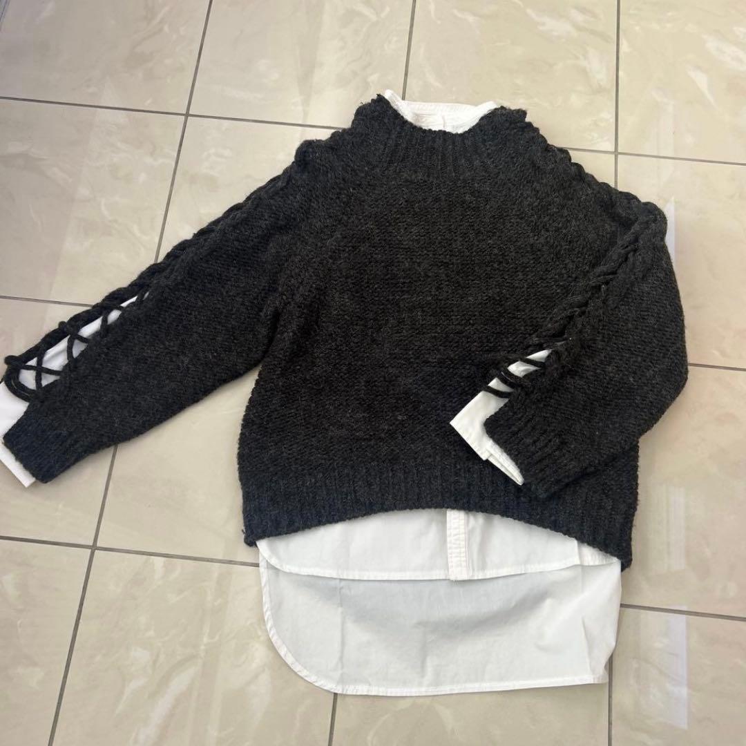 AMERI UNDRESSED ダークグレー ニットセーター