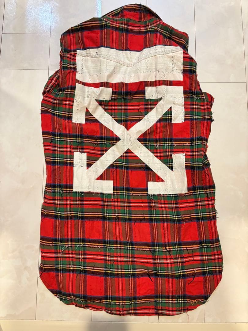 オフホワイト（OFF-WHITE） スプレープリントチェックシャツ