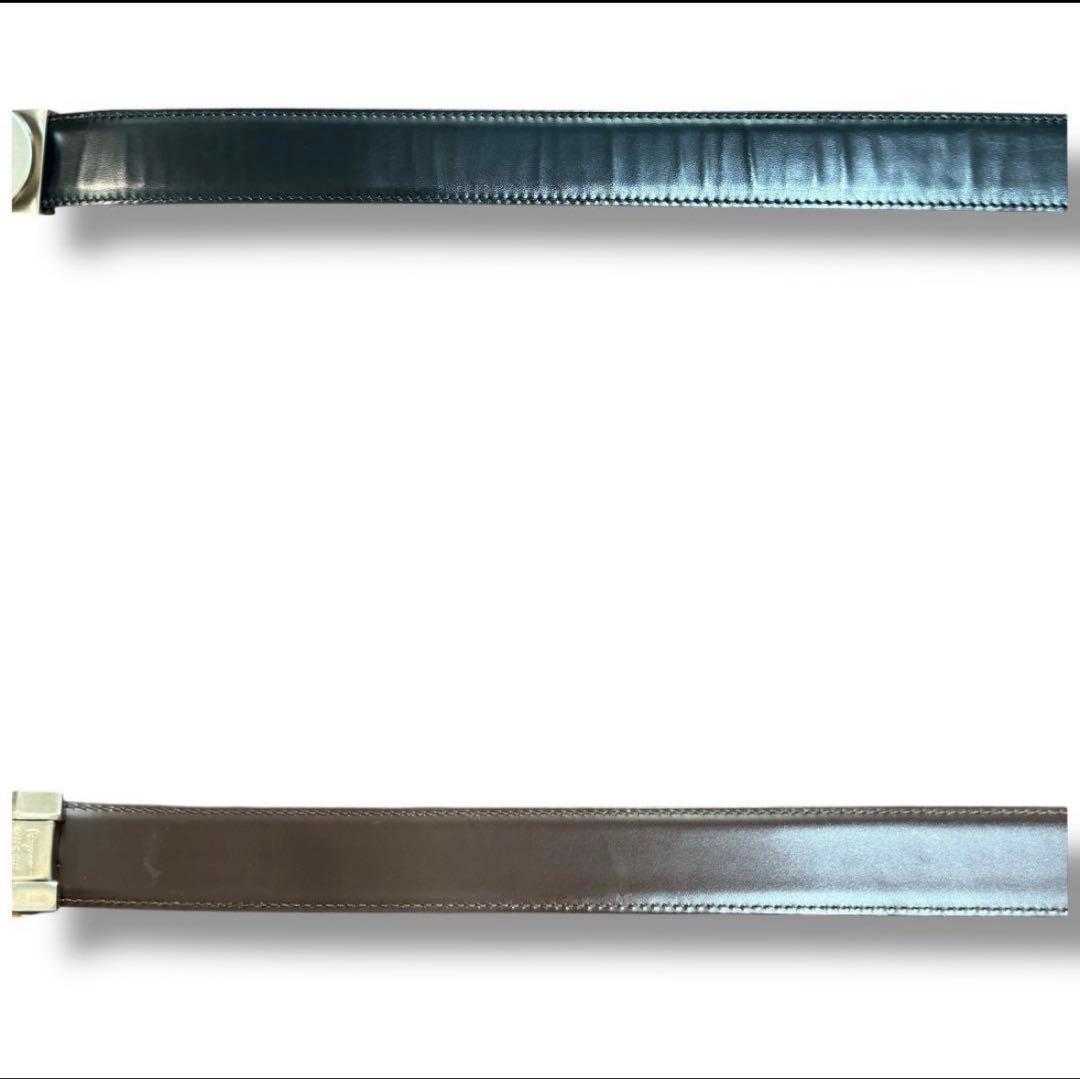 【美品】フェラガモ　ガンチーニ　ベルト　ブラック×ブラウン