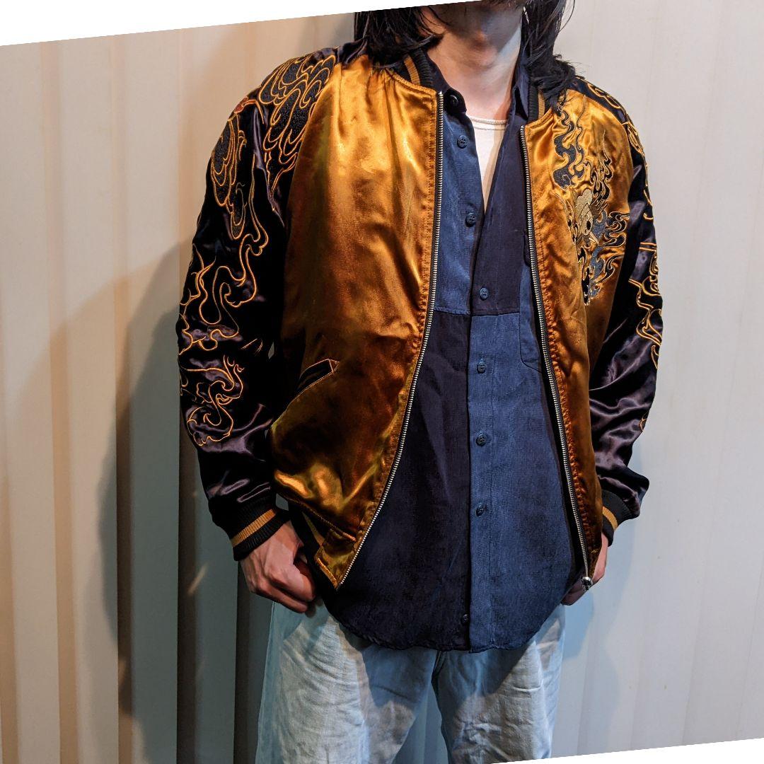 絡繰魂　ONE PIECE　スカジャン　リバーシブル　スーベニアジャケット　　黒