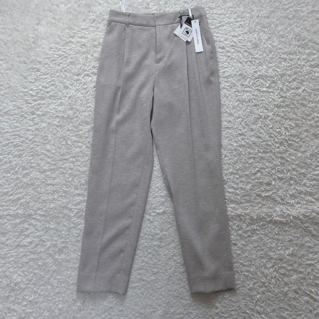 未使用 インディヴィ リネン風ノーカラーパンツ スーツ 洗濯可 INDIVI