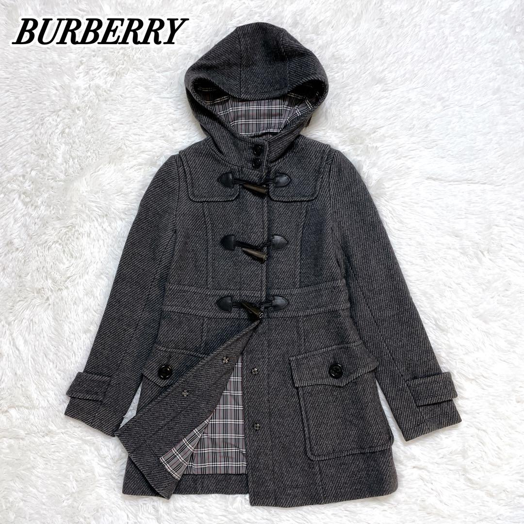 美品✨バーバリーブルーレーベル ダッフルコート グレー ノバチェック トグル M