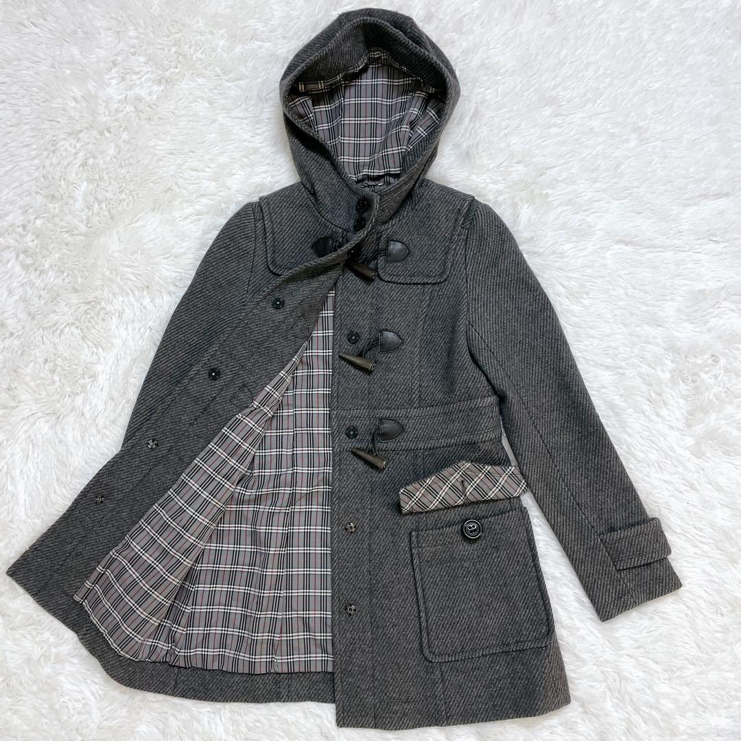 美品✨バーバリーブルーレーベル ダッフルコート グレー ノバチェック トグル M