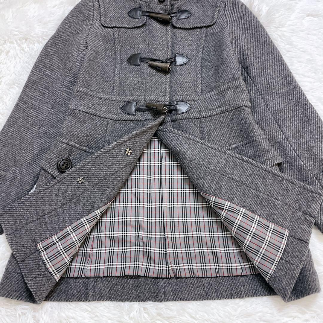 美品✨バーバリーブルーレーベル ダッフルコート グレー ノバチェック トグル M