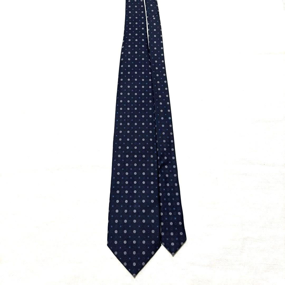 E.MARINELLA　マリネッラ　ネクタイ　ネイビー　小紋柄　極美品