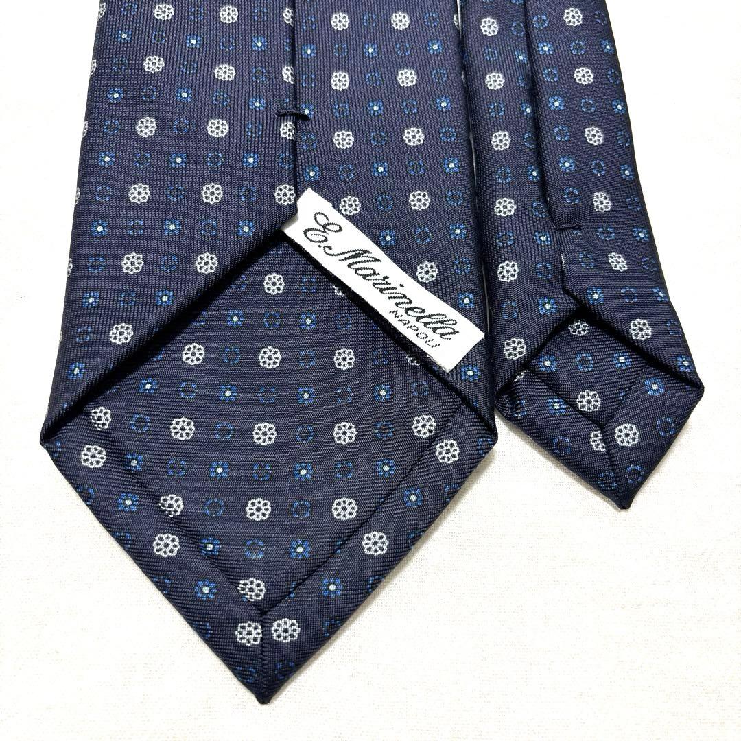 E.MARINELLA　マリネッラ　ネクタイ　ネイビー　小紋柄　極美品