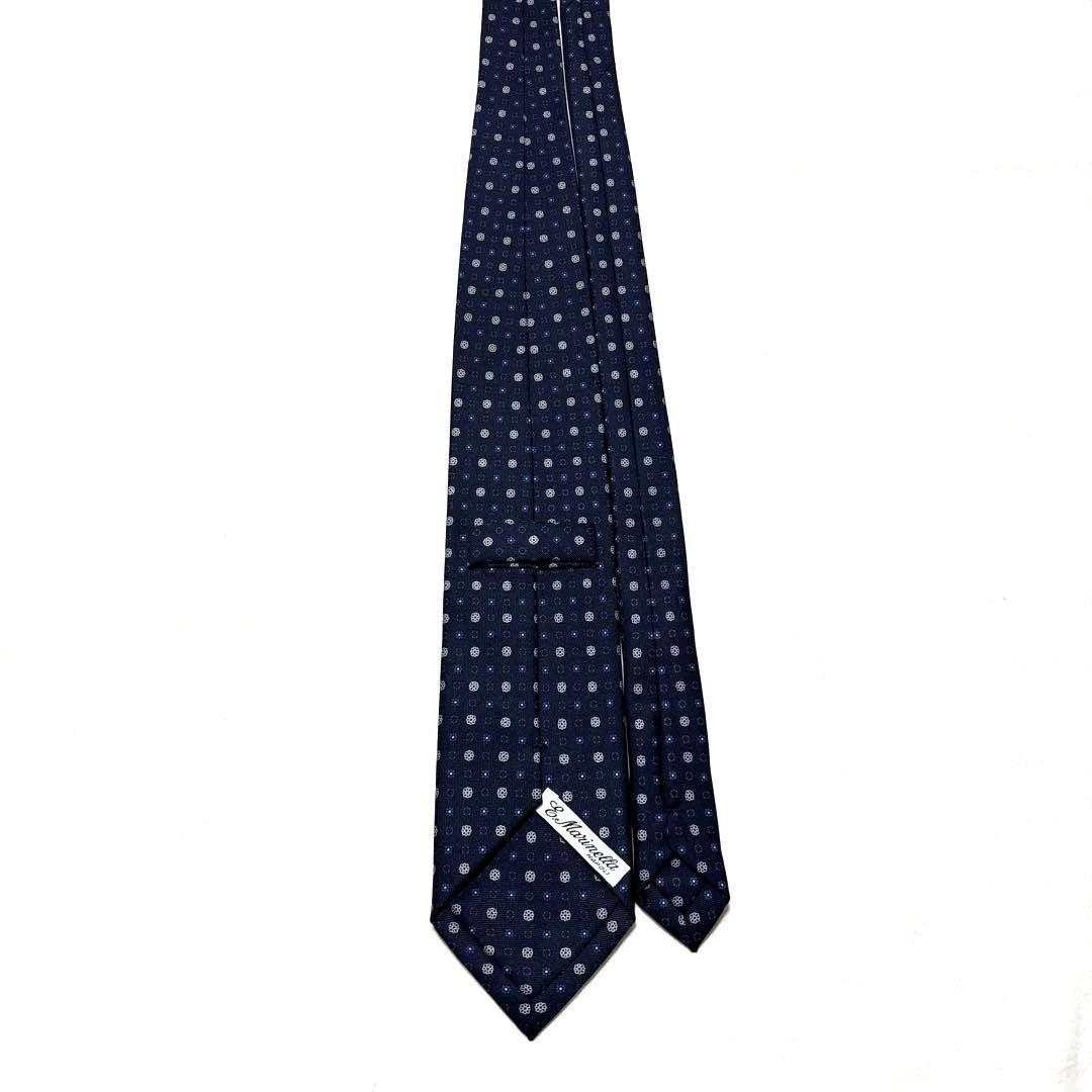 E.MARINELLA　マリネッラ　ネクタイ　ネイビー　小紋柄　極美品