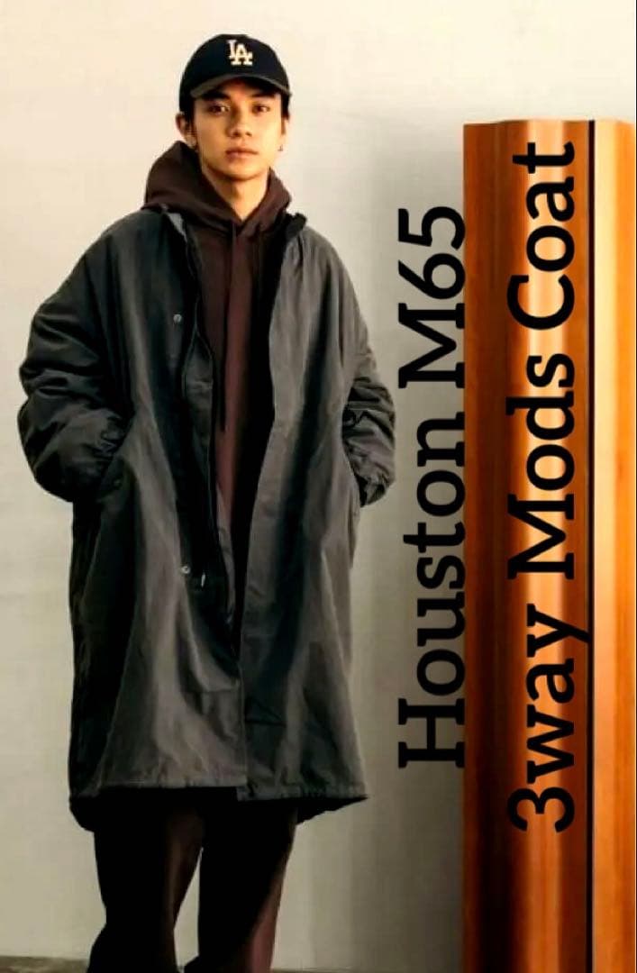 ヒューストン M-65 モッズコート 3way m65 フィッシュテール 黒