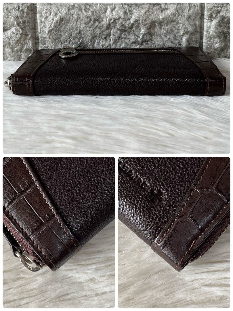 【新品未使用】カステルバジャック　クロコ型押しレザー　ラウンドファスナー長財布