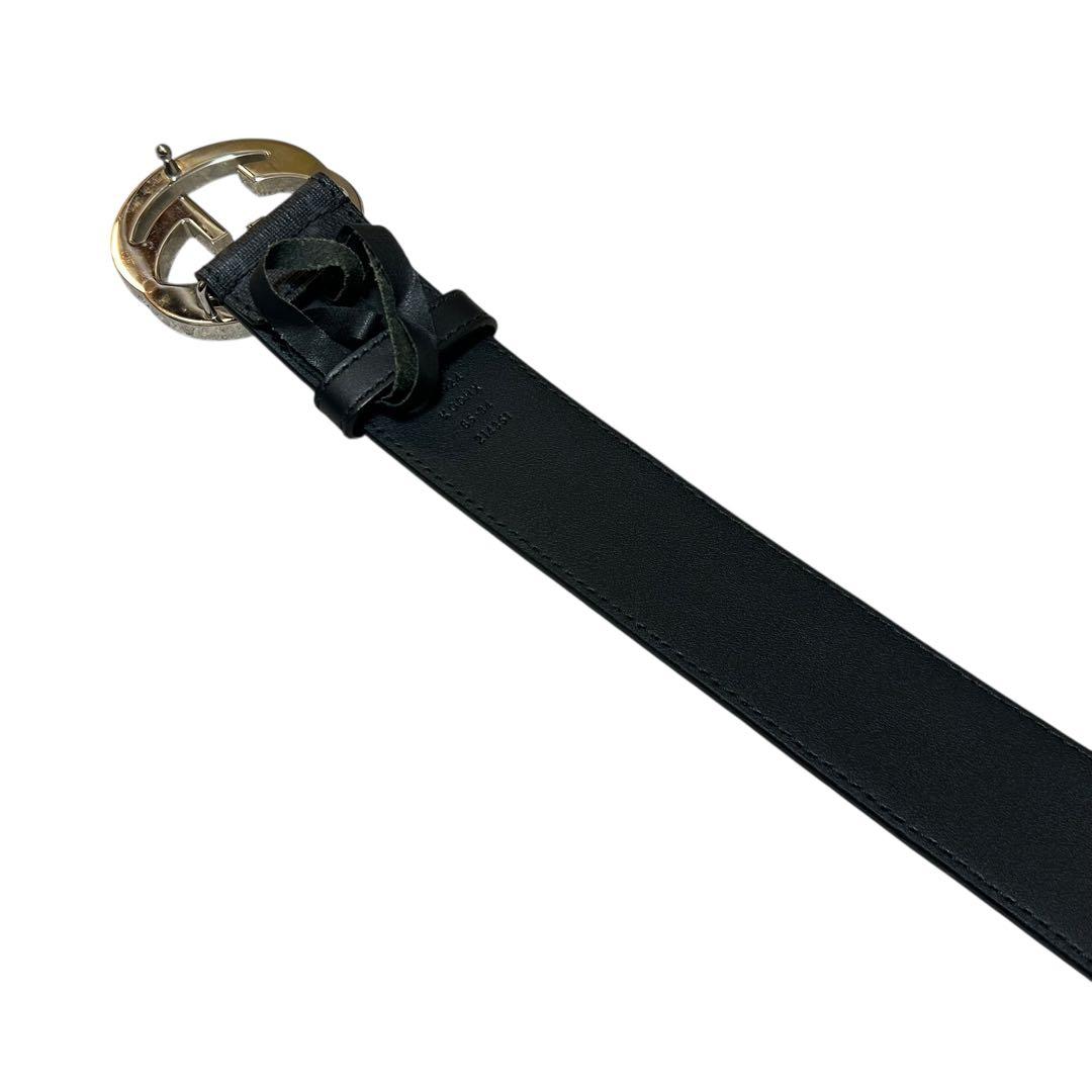 GUCCI GG柄　ベルト　メンズ　インターロッキングG ブラック